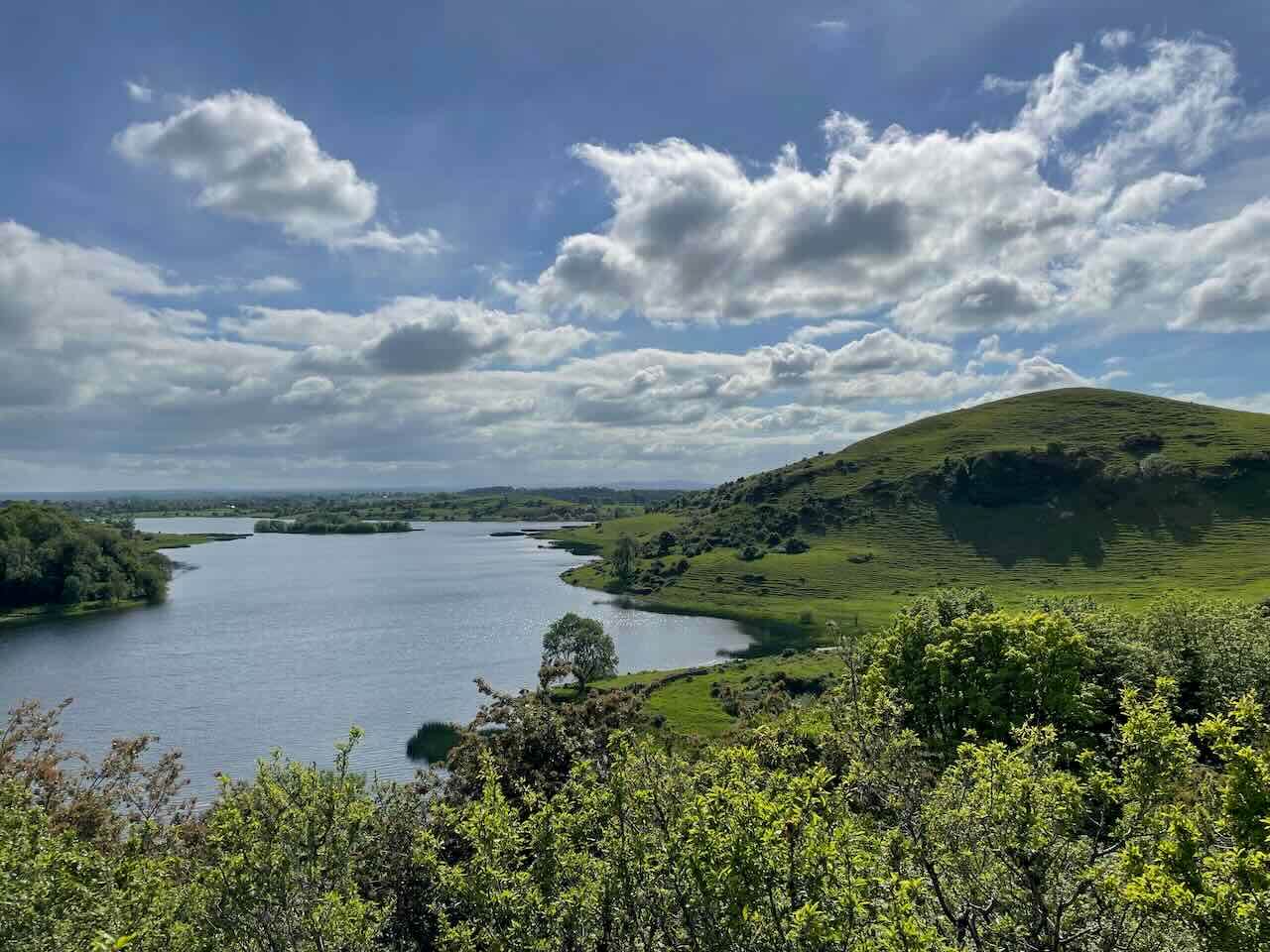Hill and lake between vegetation